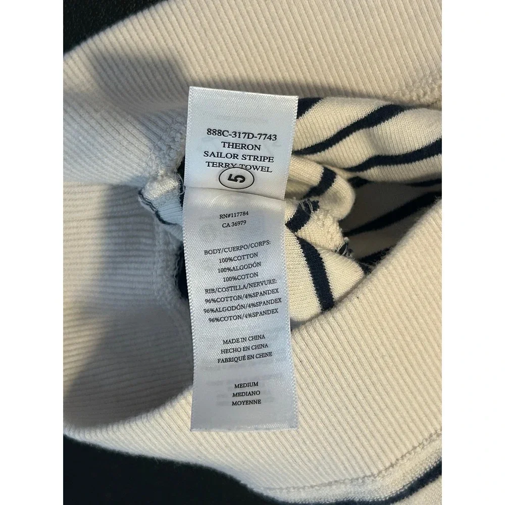 Rails Theron Sailor Stripe Terry Towel Sweatshirt Ivory Navy Blue Medium 1473